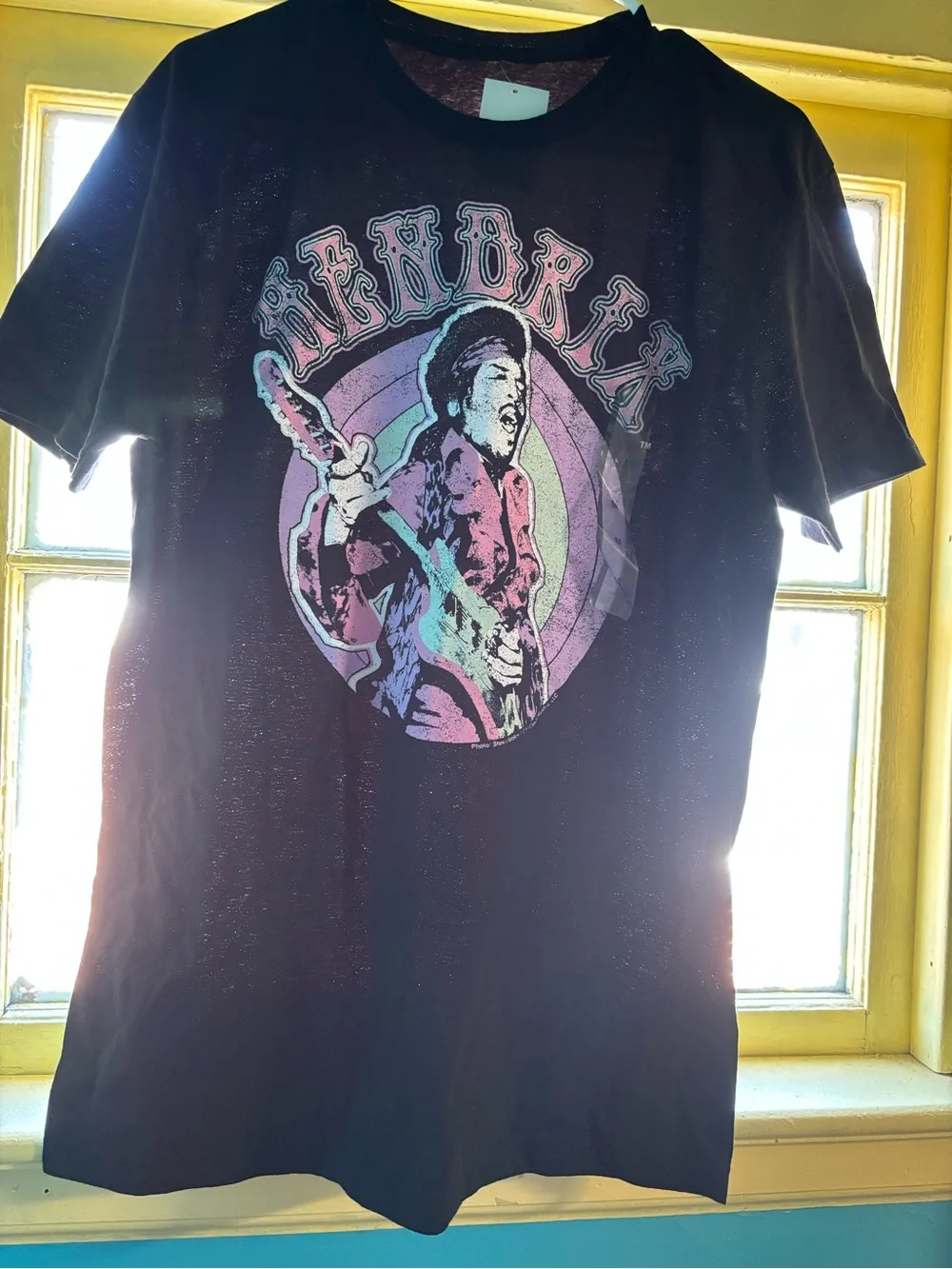 Men’s Black Graphic Tee with Pink & Purple Print